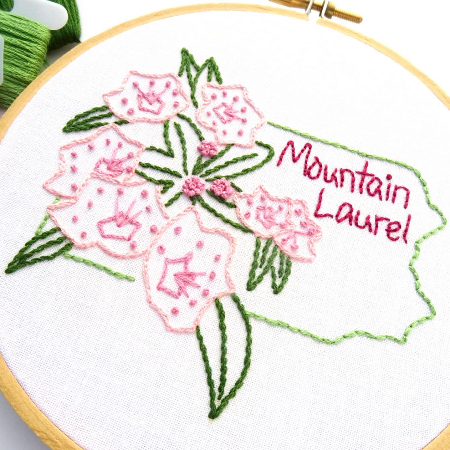 Mountain Laurel State Embroidery Pattern
