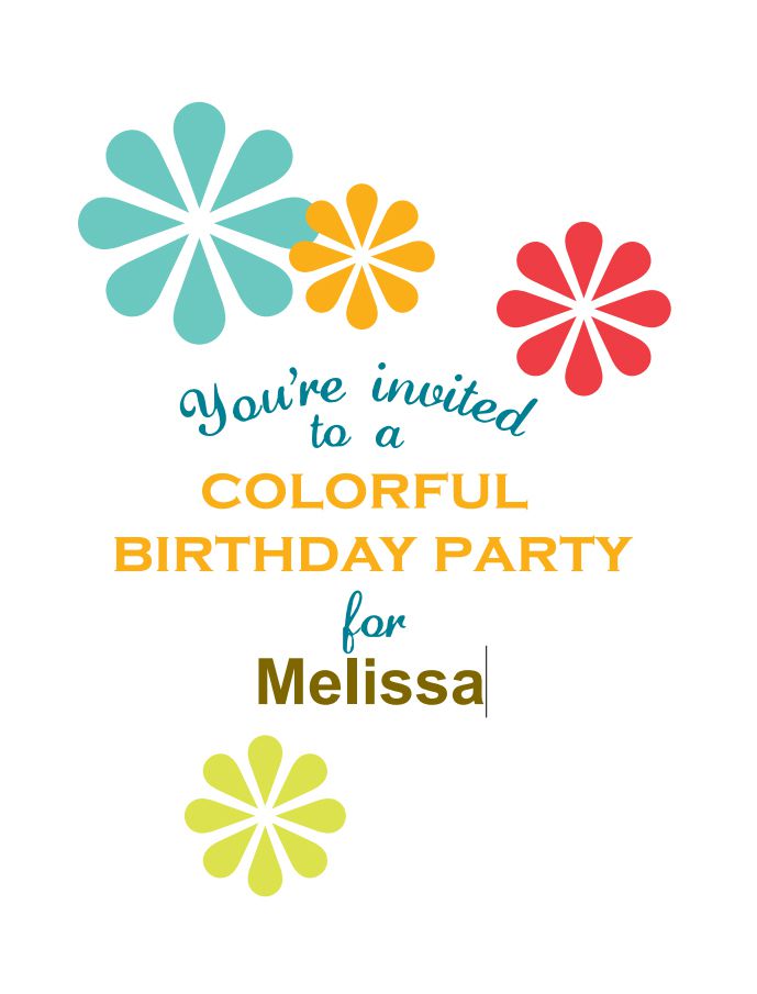A colorful birthday invitation template being customized