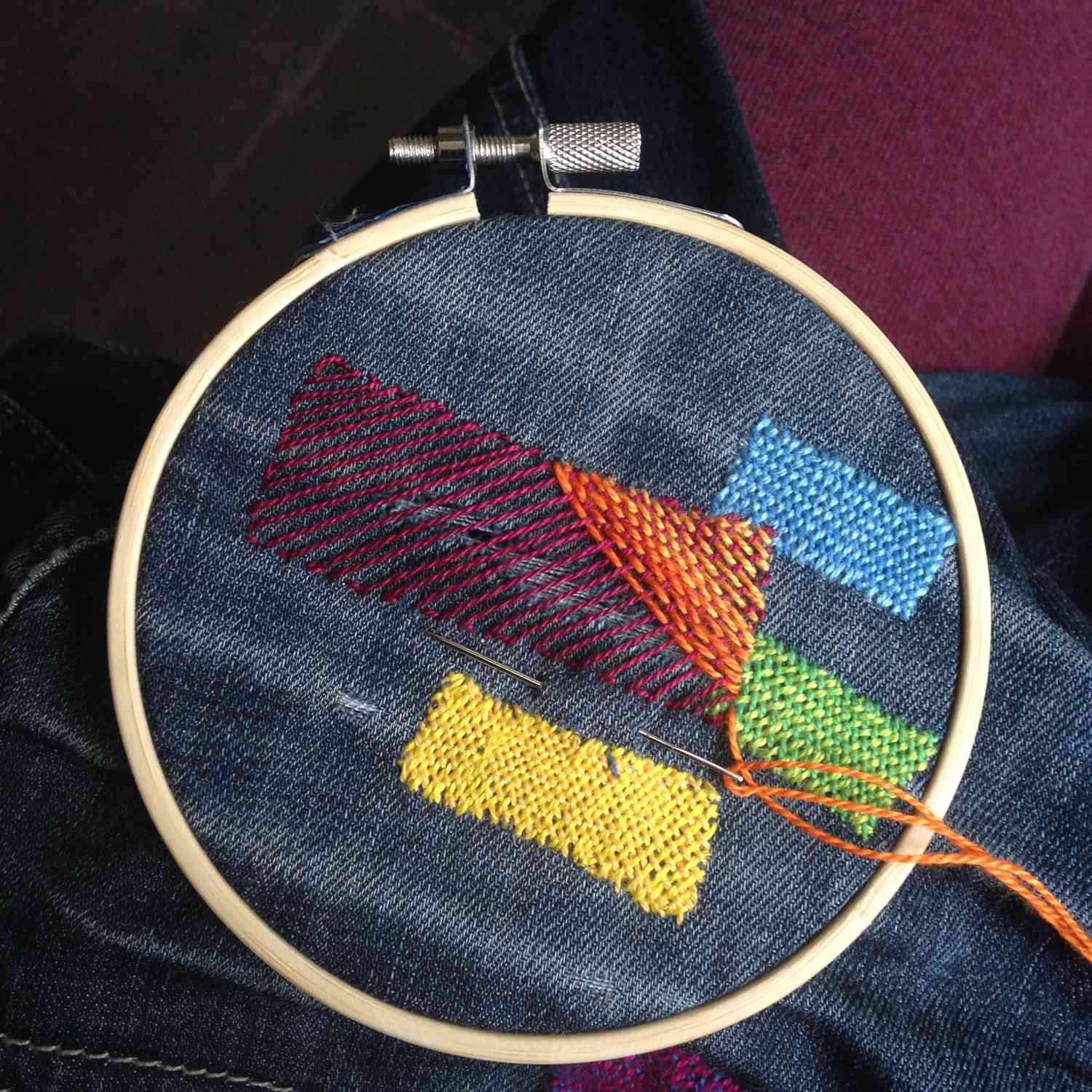 Colorful visible mending