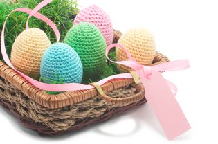 Crochet Easter eggs in basket