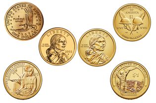 Sacagawea and Native American one dollar coins
