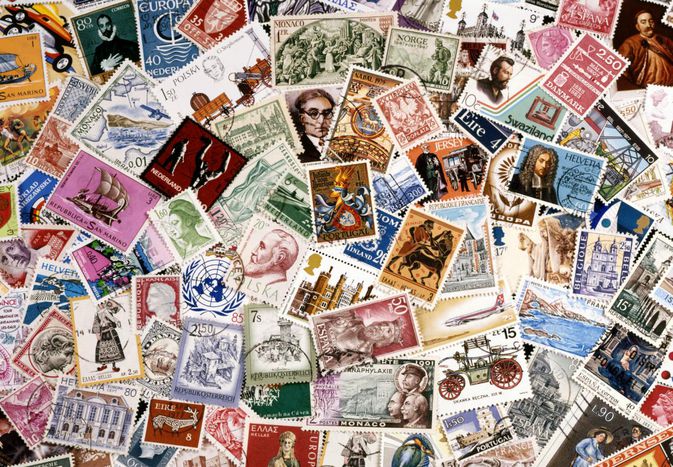 Postage stamps, full frame