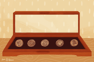 展示盒中一角硬币的插图