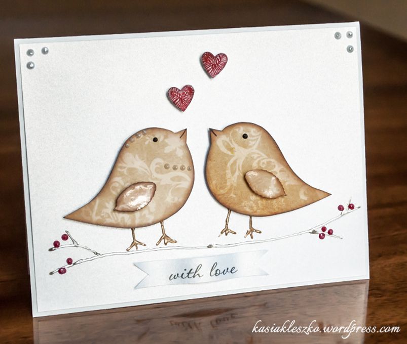 两只鸟在爱婚礼卡片