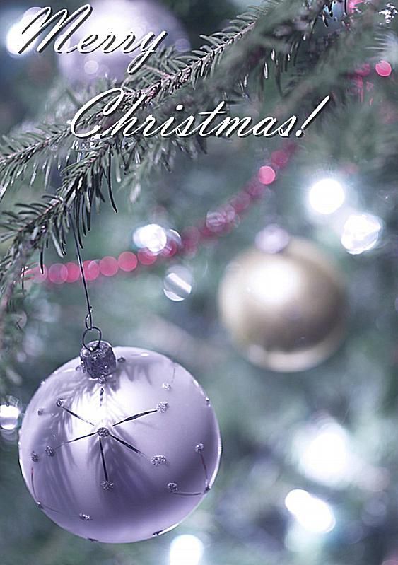 挂在树上的彩色圣诞球茎。
