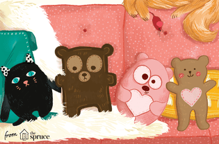 Illustration of sewn teddy bears