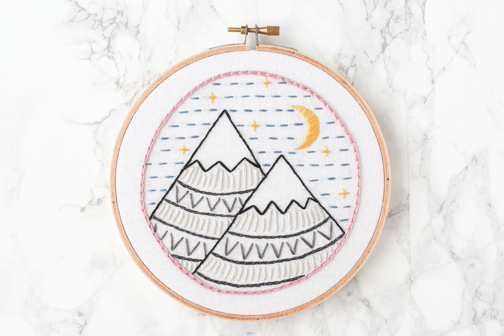 Modern Mountain Embroidery Sampler Design