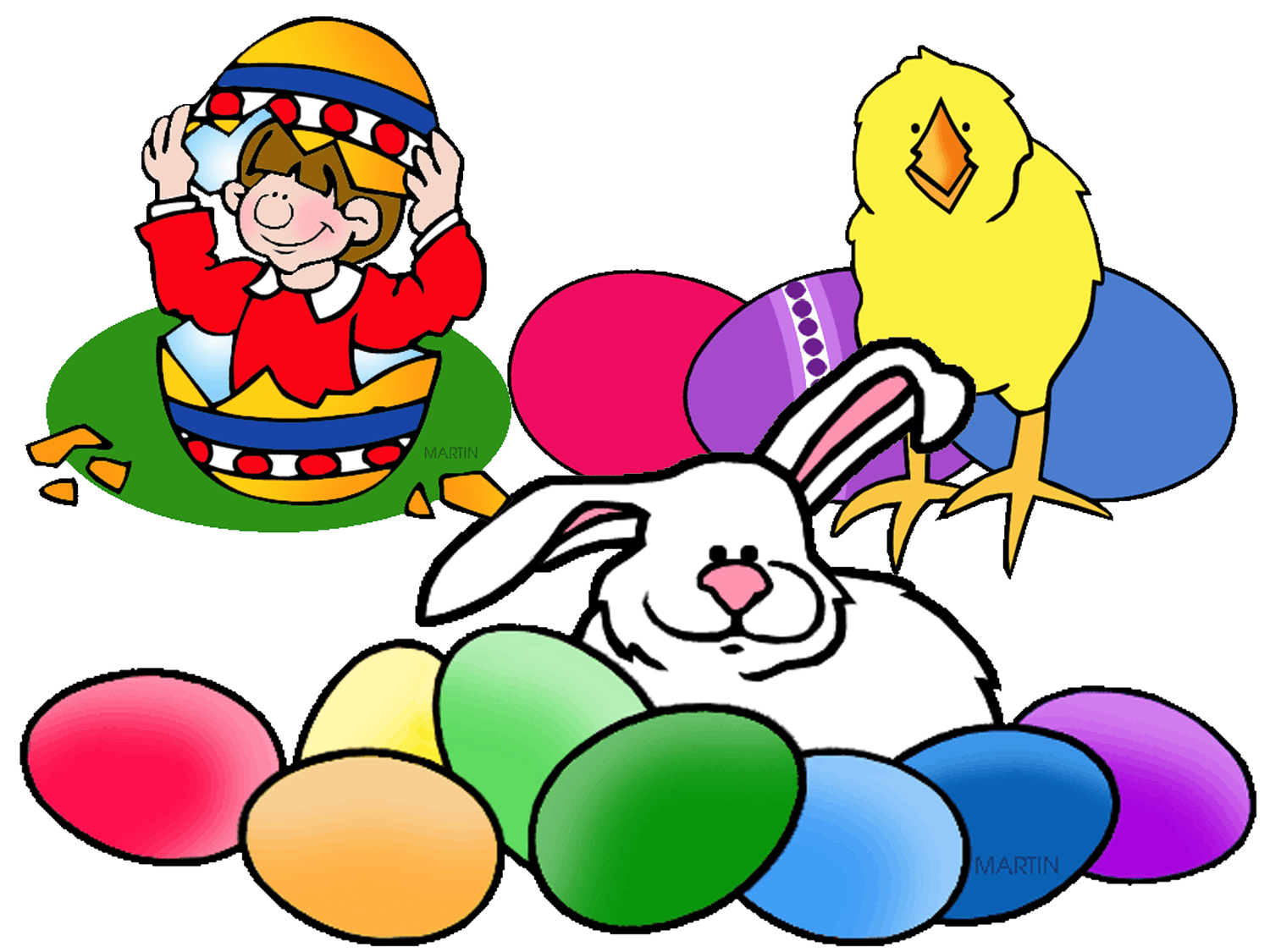兔子，小鸡和鸡蛋的复活节剪贴画