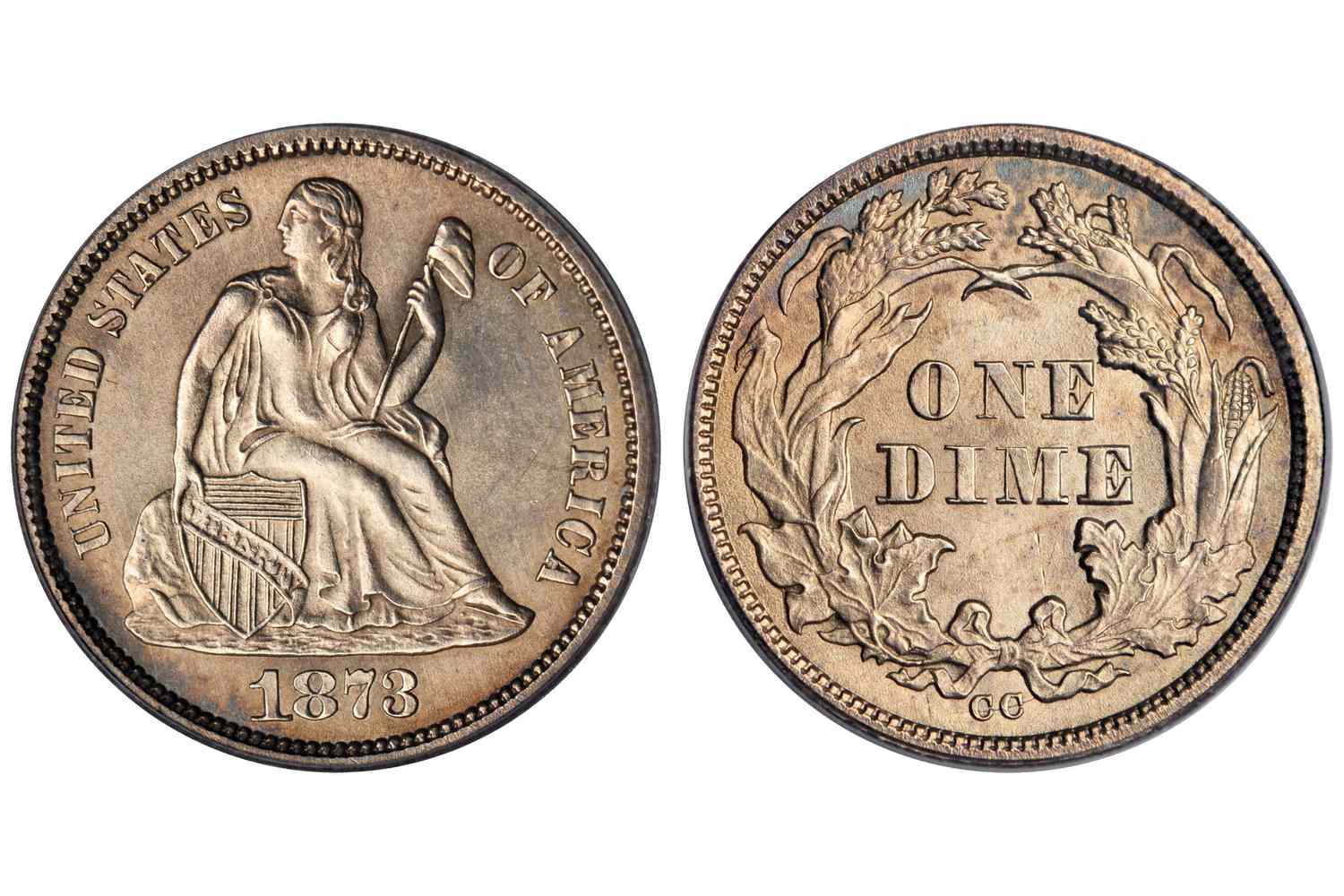1873-CC自由坐式一角硬币-无箭