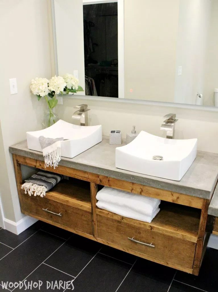 一个现代浮动DIY浴室盥洗台