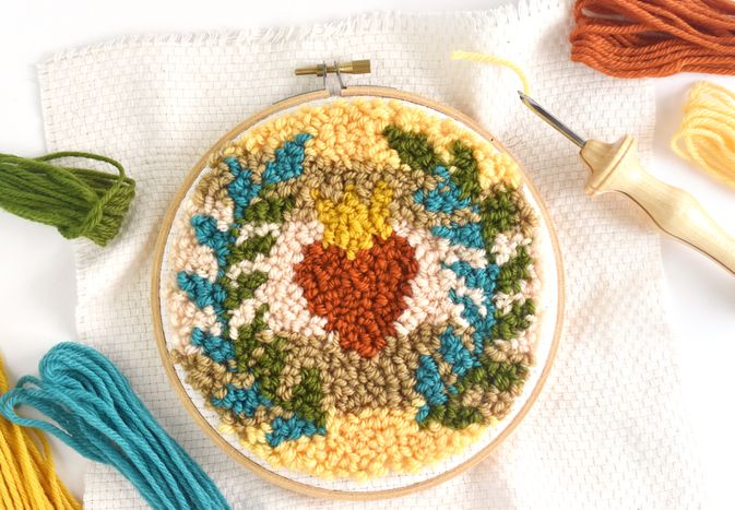Punch Needle Embroidery in a Hoop