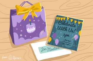 Illustration of birthday card and gift