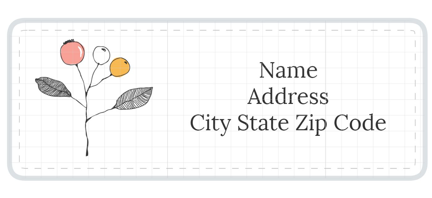 一个地址标签模板与粉红色和橙色的花