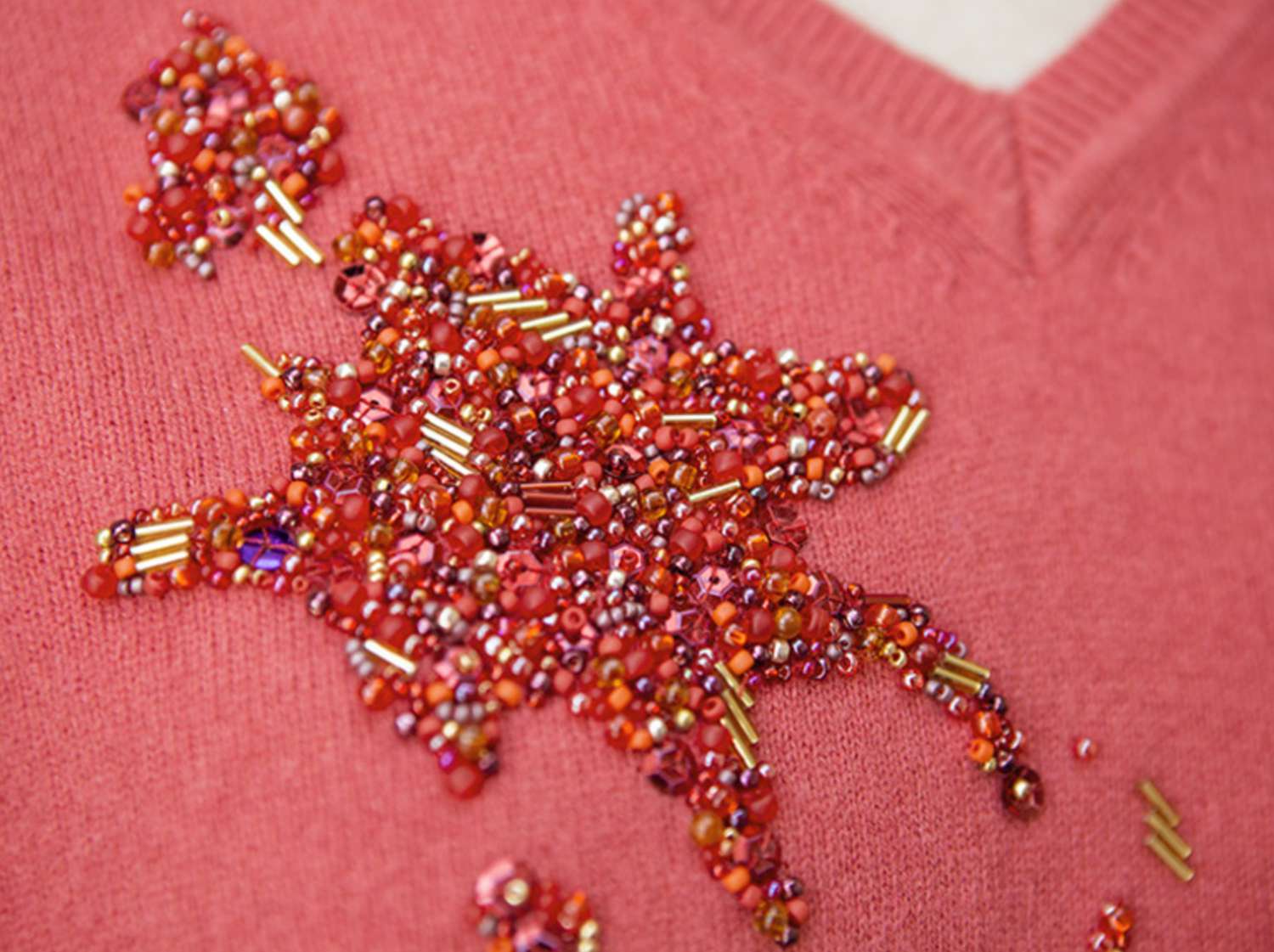 Covering a Stain With Bead Embroidery