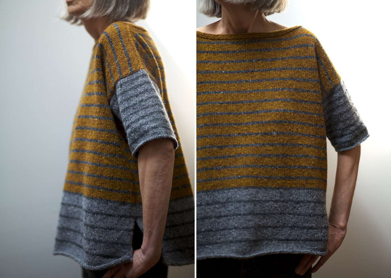 Tweedy Stripey Easy Sweater Knitting Pattern