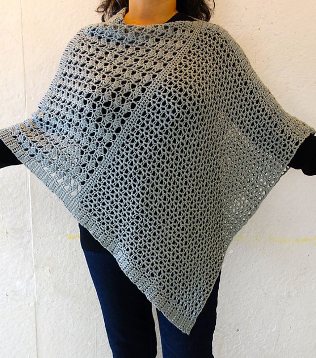 Two-texture crochet poncho