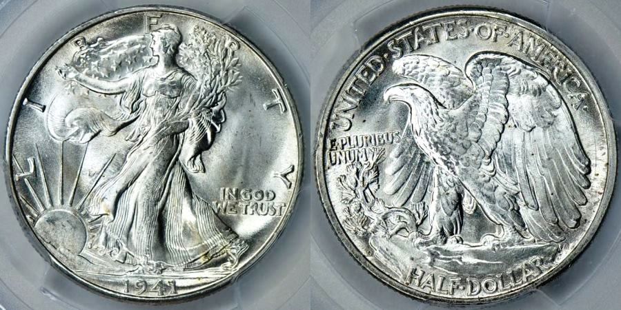 自由女神半美元67铸币局(MS67)正反面
