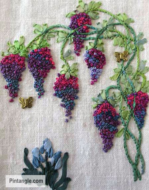 葡萄从pintangle刺绣图案