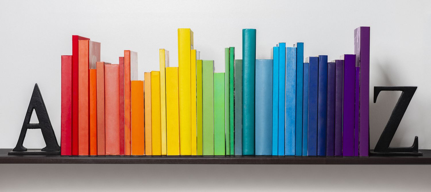 colorful books with A and Z bookends