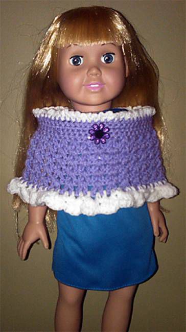 美国女孩钩针娃娃小披肩的模式