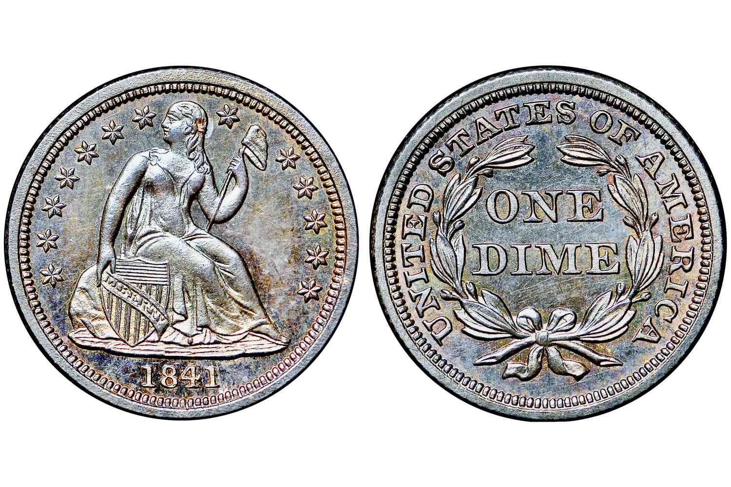 1841正版自由坐角硬币-无褶皱