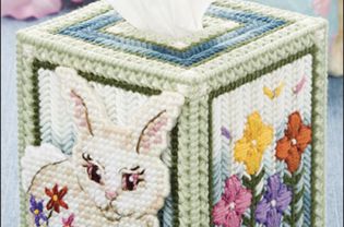 塑料帆布上的兔子针尖纸巾盒
