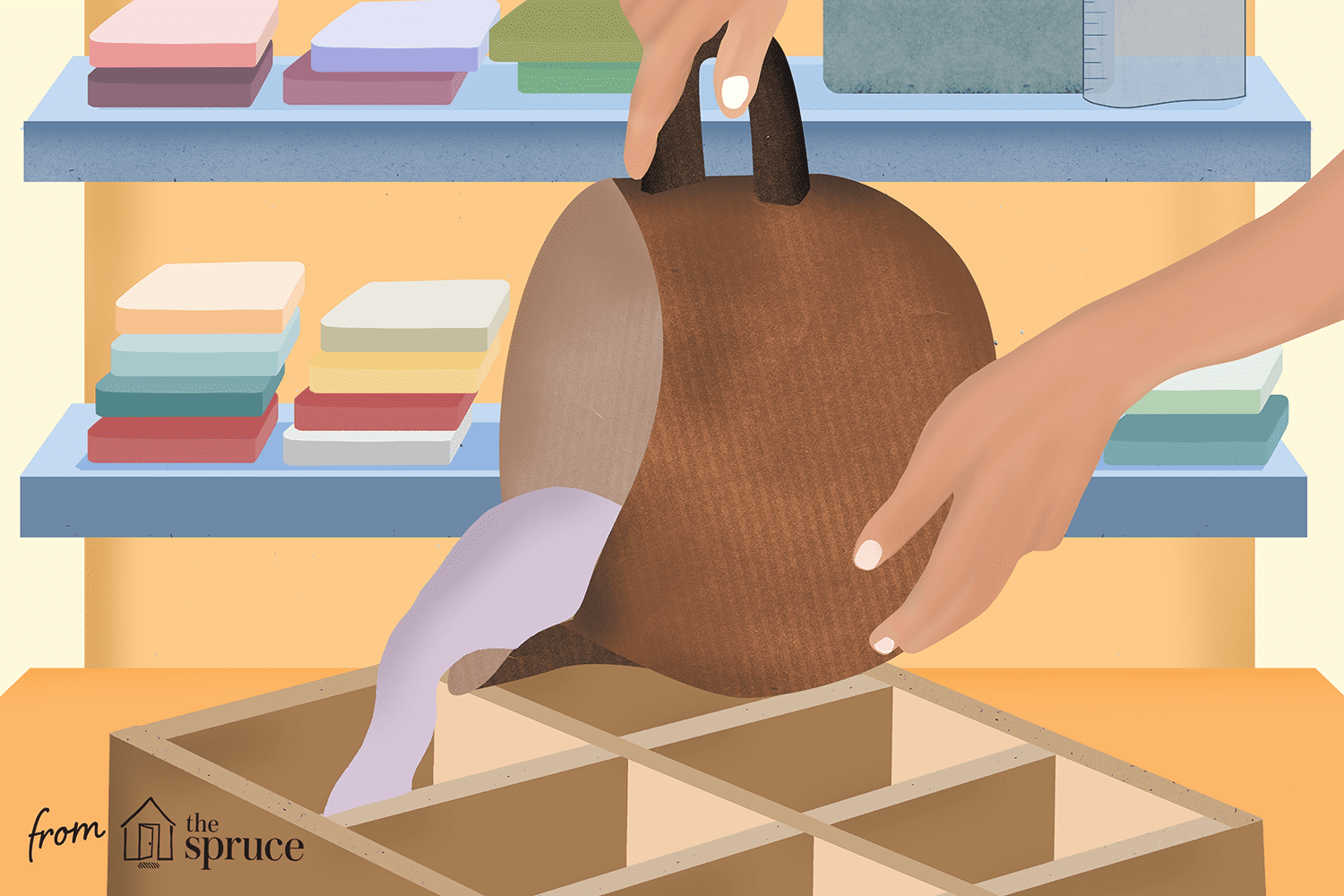 Illustration of hands pouring soap