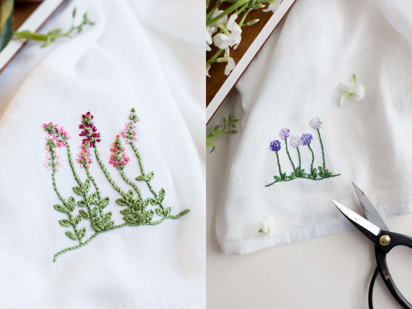 Floral Embroidered Kitchen Towels