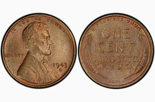 1943-S Bronze Lincoln Cent Graded MS-63 Brown