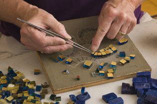 Crafter working on a mosaic project