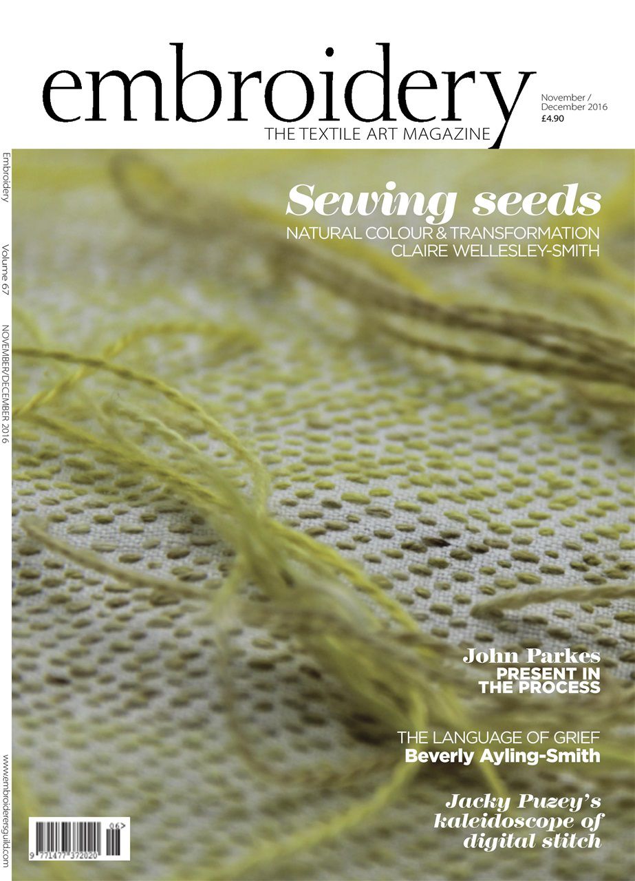 Embroidery-The纺织艺术杂志的封面。