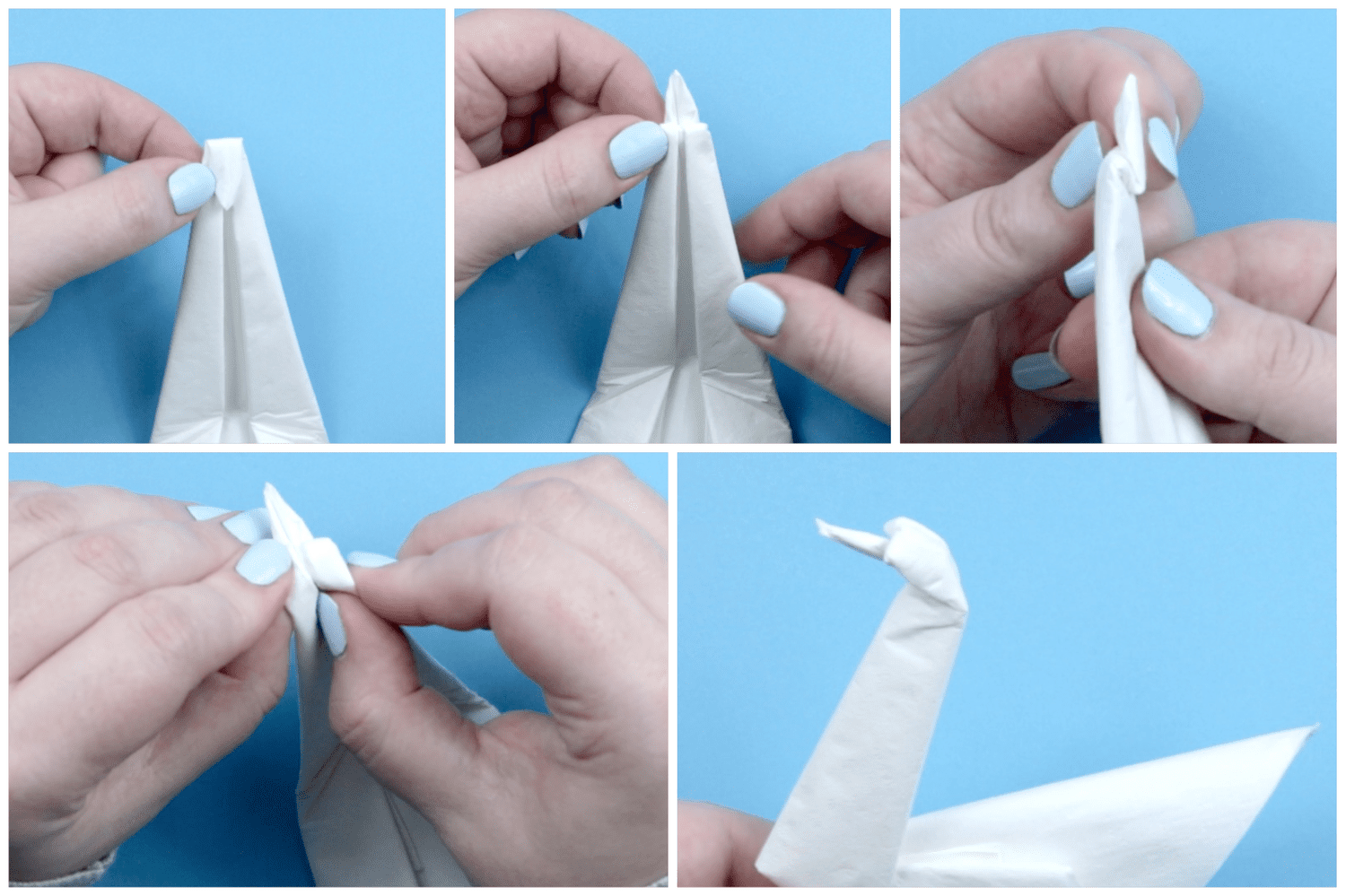 折纸餐巾天鹅教程步骤4