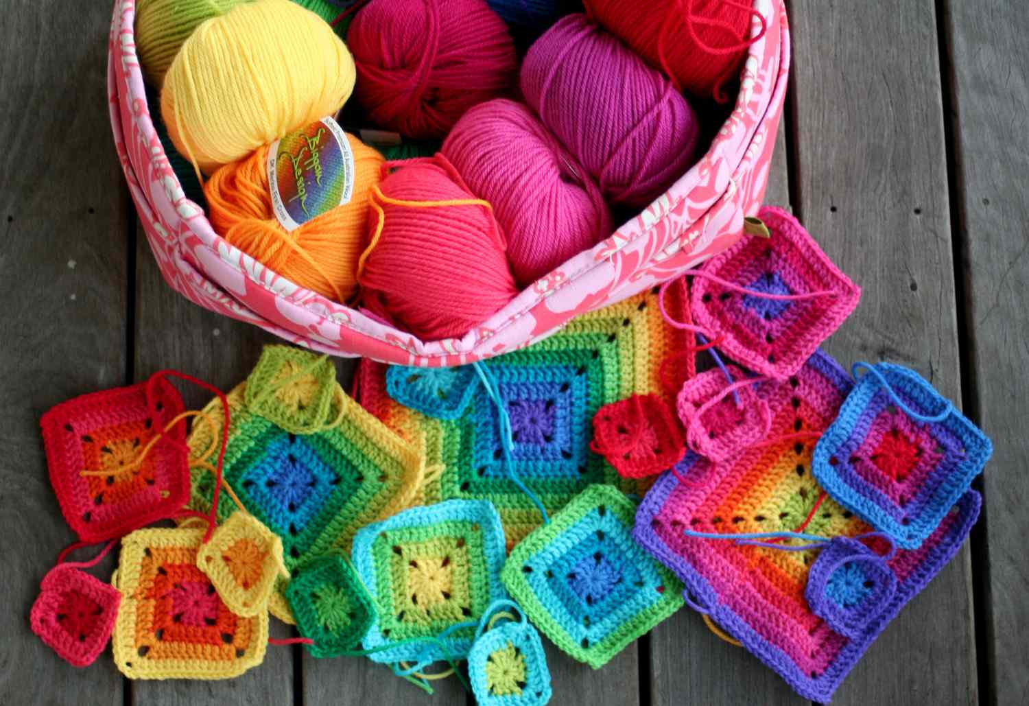 Crochet rainbow squares