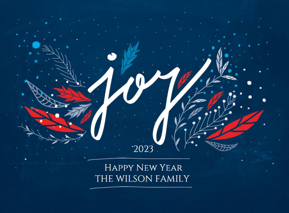 A blue new years card