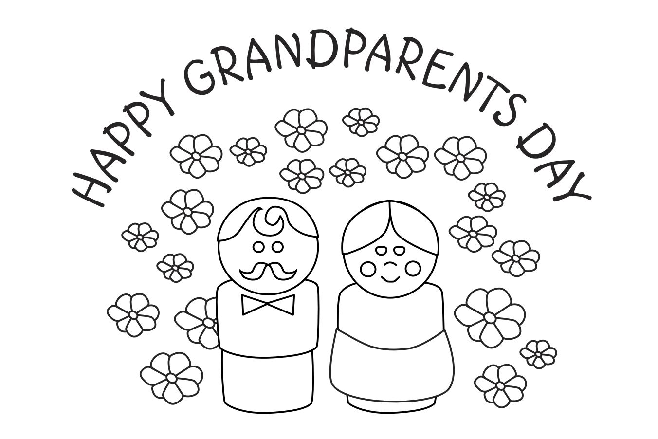 孩子们可以涂色的祖父母节卡片