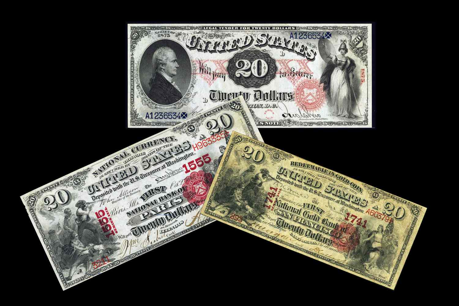1875年钞票的几张样张