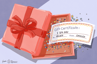 illustration of a homemade gift certificate in a gift box