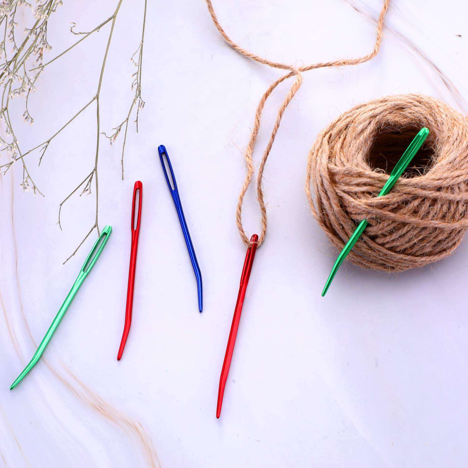 Zhanmai 24块纱针钢弯Tapestry针织大缝纫针编织纱线的塑料盒