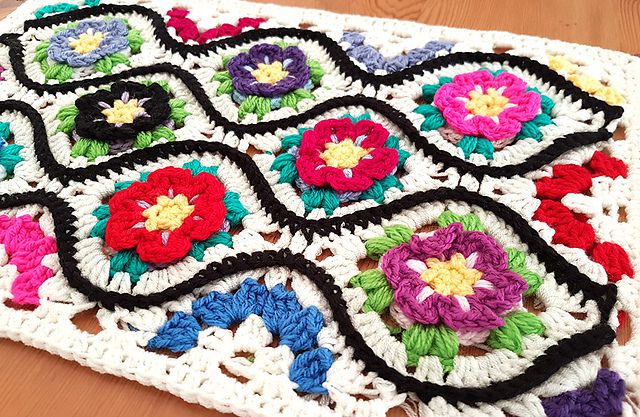 摩洛哥花园瓷砖免费钩针毯图案
