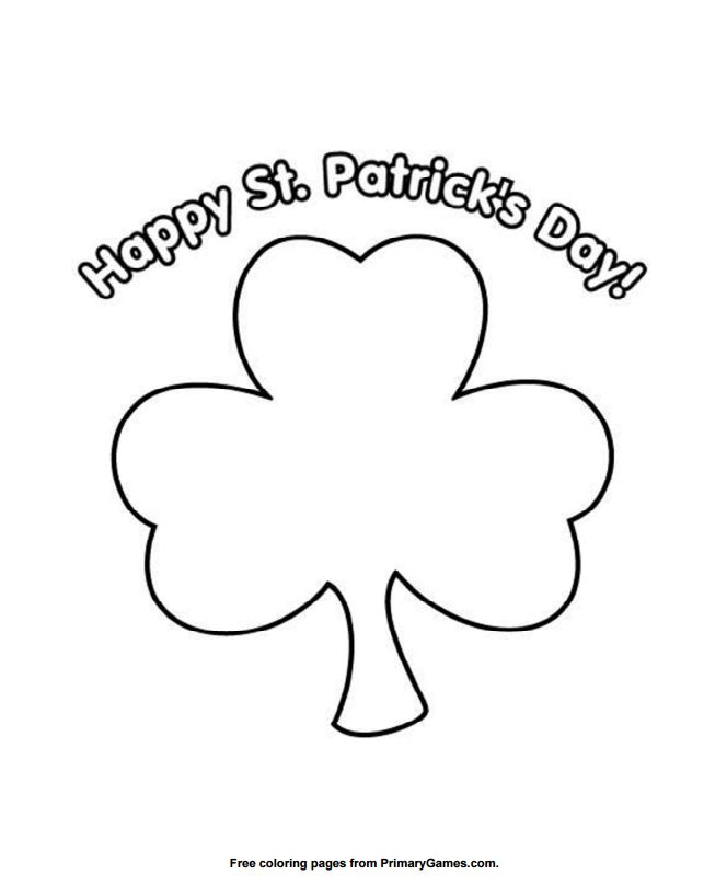 A shamrock and the phrase "Happy St. Patrick's Day"