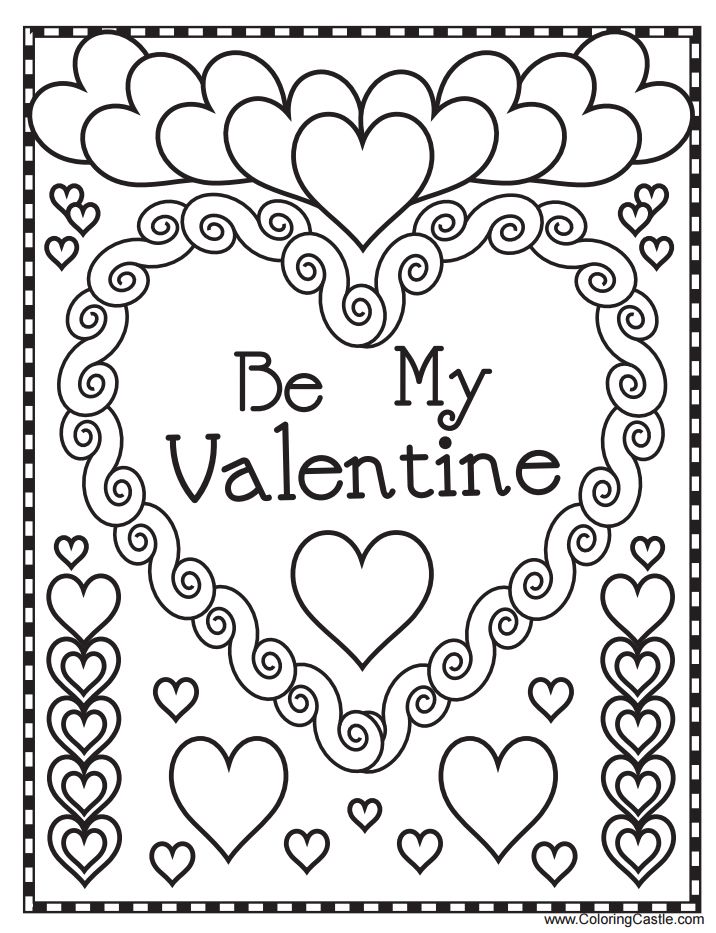 A "Be My Valentine" coloring page.