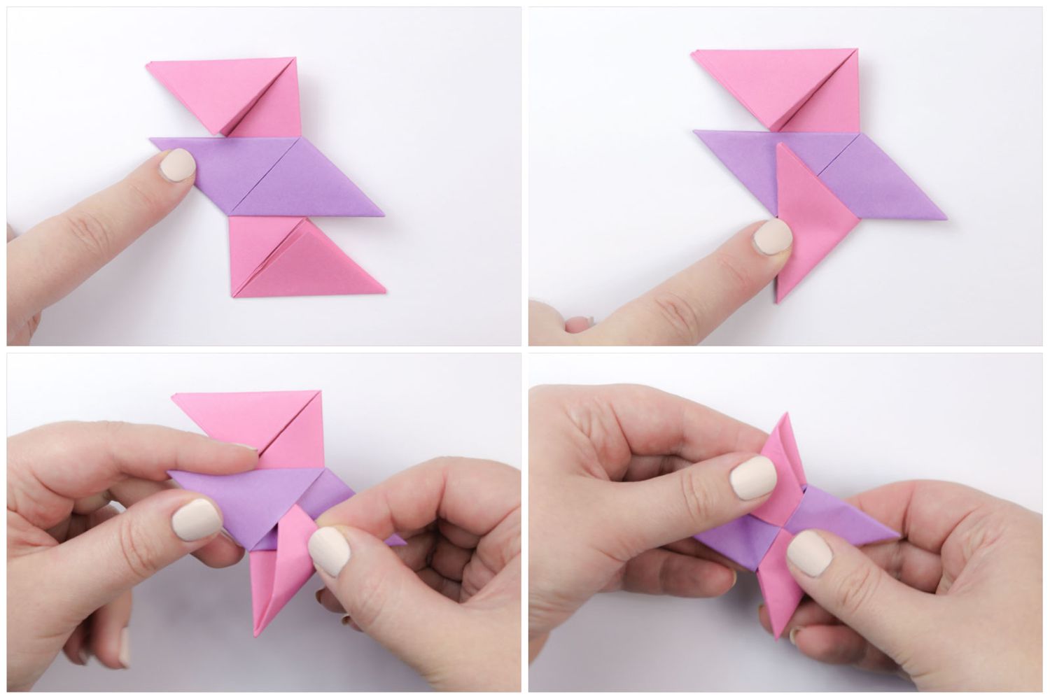 把纸插在一起形成折纸忍者之星。