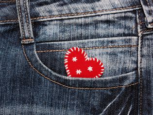 heart with embroidered in jeans pocket