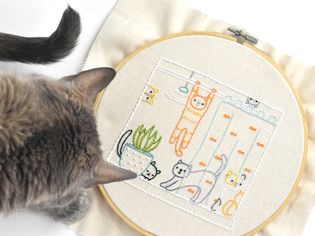 猫手工刺绣图案