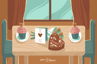 Illustration of a Valentine's Day table spread
