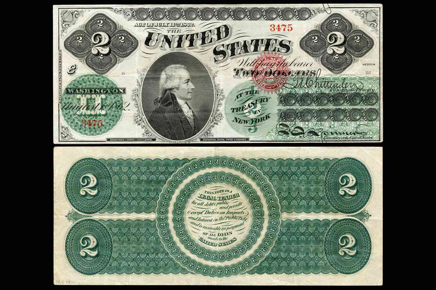 two dollar legal tender note from 1862