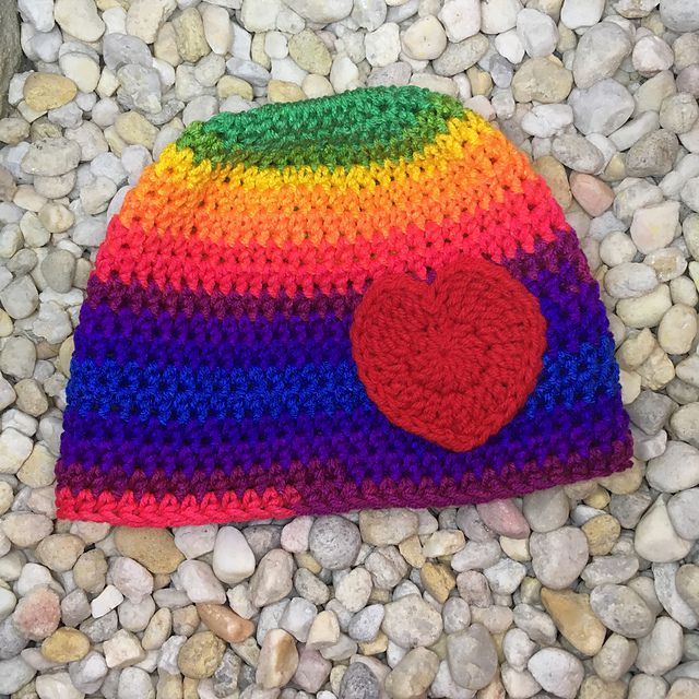 彩虹钩针帽子模式