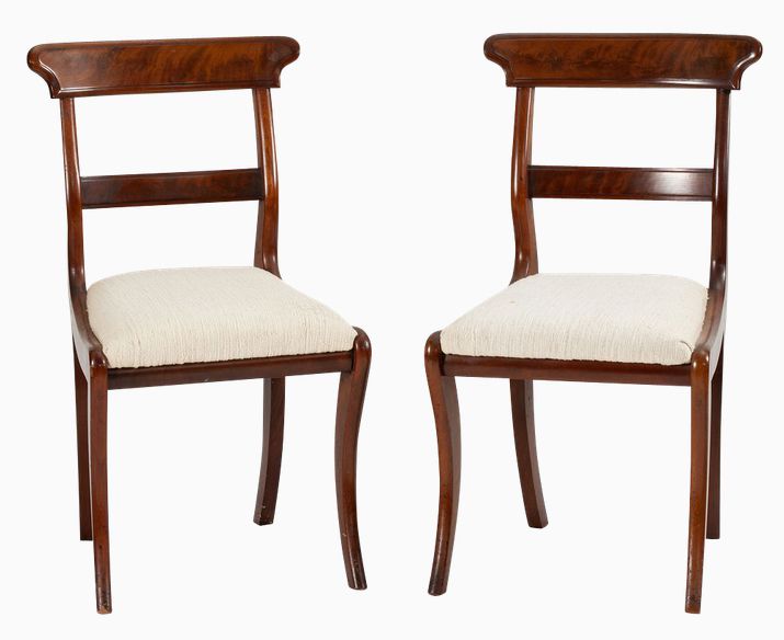 Pair of late 19th-century saber-leg side chairs