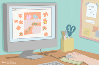 Illustration of jigsaw puzzle on computer screen