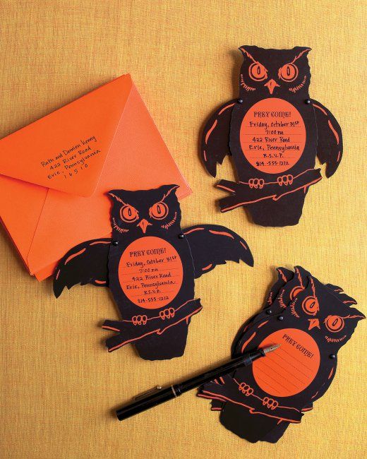 Owl-Shaped Halloween Invitations